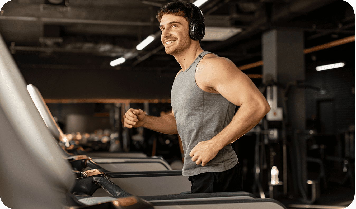 Man training on treadmill