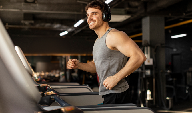 Man running on a treadmill